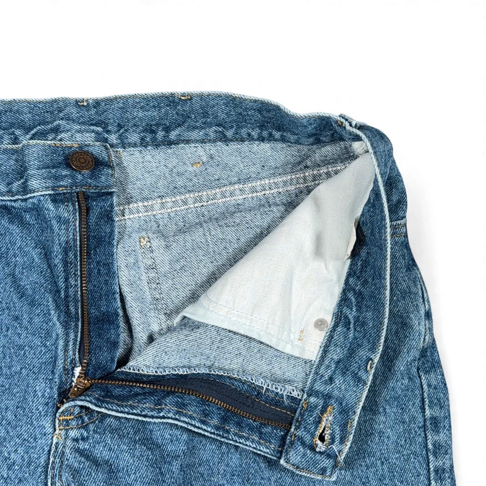 Vintage Lee Jean Shorts Mens 34 Blue Medium Wash Cut Off Hemmed Denim Dad 90s